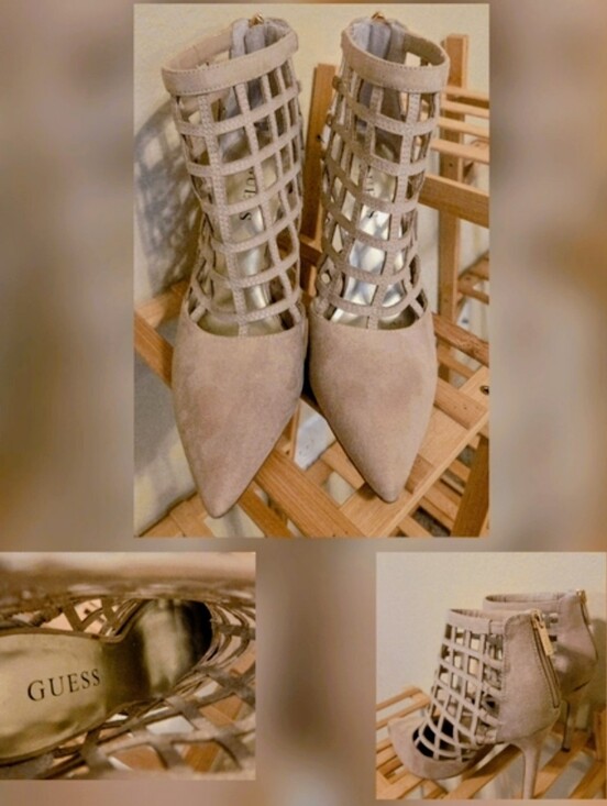 Guess Shoes - GUESS Lattice Pointed Toe Heeled Booties